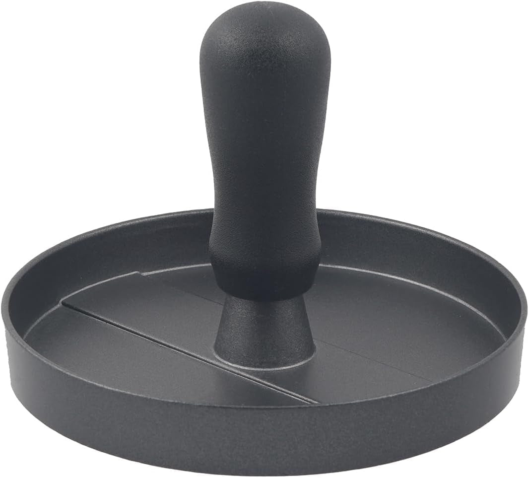Aluminum Burger Press Patty Maker with 200 Non-Stick Papers - Commercial & Home Use, Hamburger Meat Press Tool, Dishwasher Safe (Black)