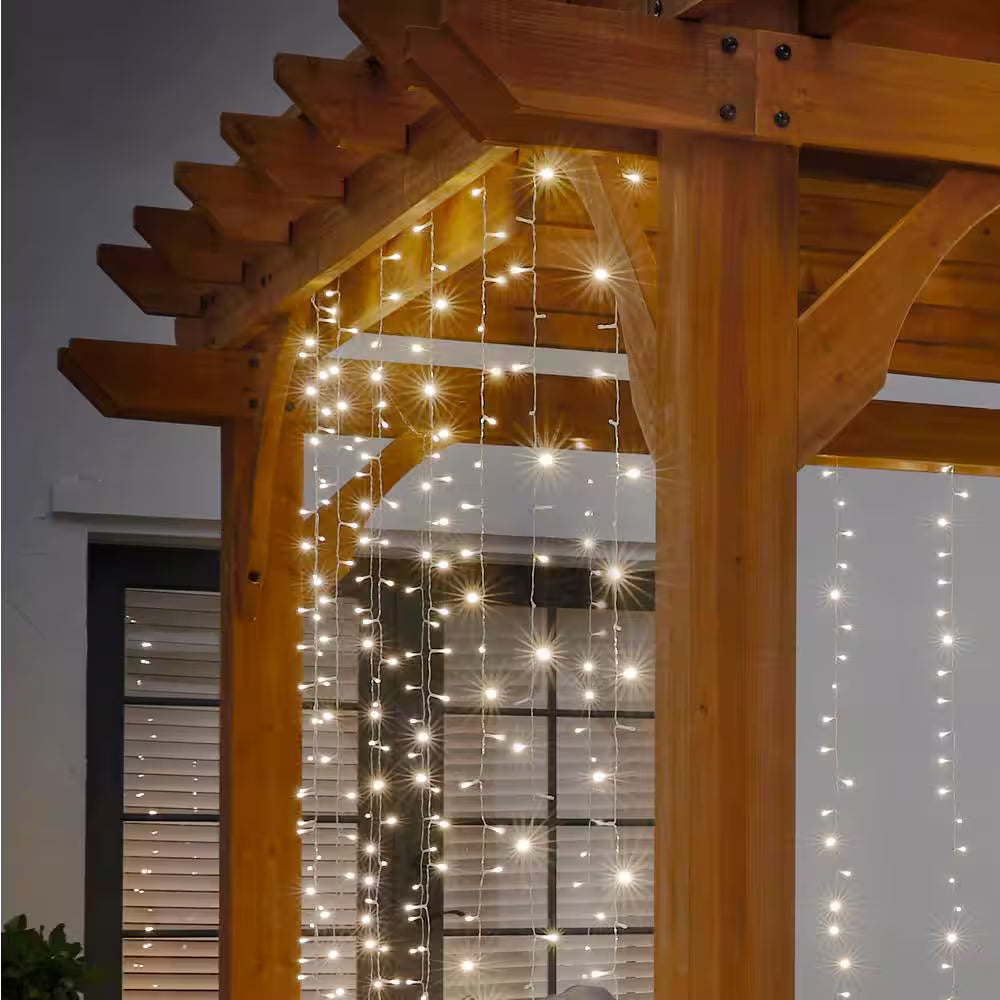 Enchanting 300-Light 10 Ft. Indoor/Outdoor LED Mini Bulb Willow Curtain String Light Set - Perfect for Any Occasion!