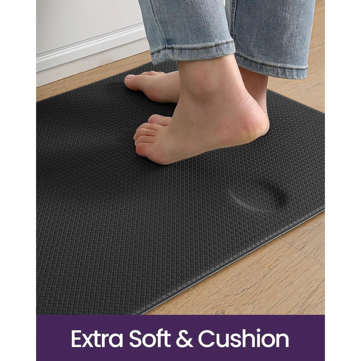 DEXI Kitchen Floor Mats Cushioned anti Fatigue,17X59, Standing Runner Rug Waterproof, Comfort Memory Foam Padded for Front Sink Laundry Soft Thick Rugs Soft Washable Rugs Stain Resistant Rug