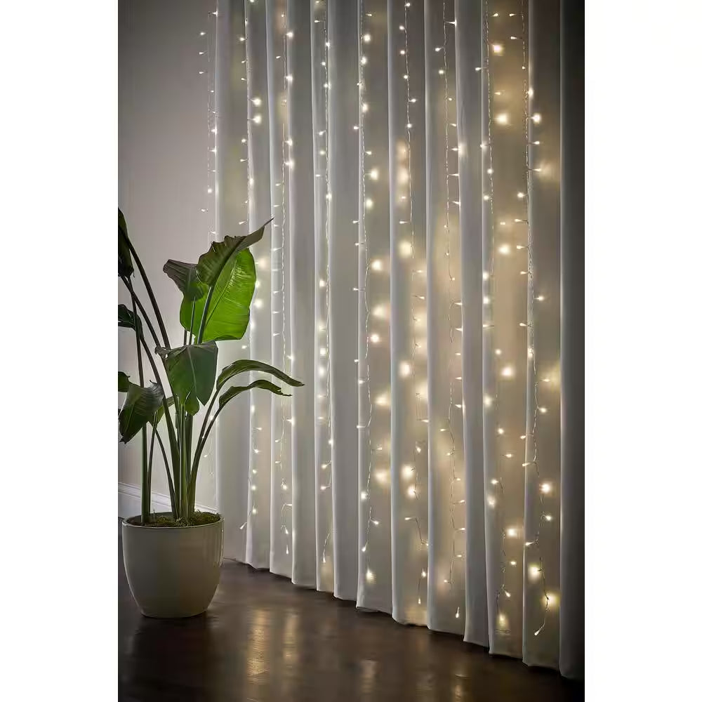 Enchanting 300-Light 10 Ft. Indoor/Outdoor LED Mini Bulb Willow Curtain String Light Set - Perfect for Any Occasion!