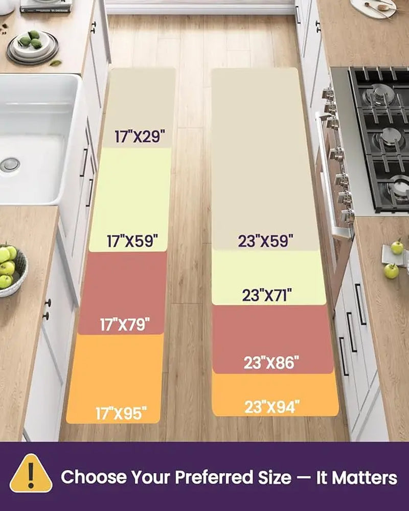 DEXI Kitchen Floor Mats Cushioned anti Fatigue,17X59, Standing Runner Rug Waterproof, Comfort Memory Foam Padded for Front Sink Laundry Soft Thick Rugs Soft Washable Rugs Stain Resistant Rug