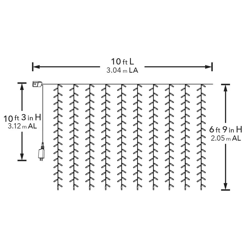 Enchanting 300-Light 10 Ft. Indoor/Outdoor LED Mini Bulb Willow Curtain String Light Set - Perfect for Any Occasion!